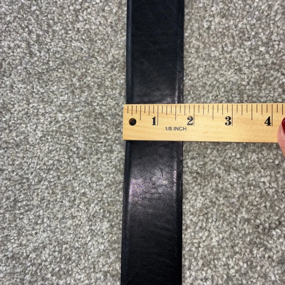 Mens Black/Pewter Patent‎ Leather Reversible Belt Size 34 Utility Grunge Casual